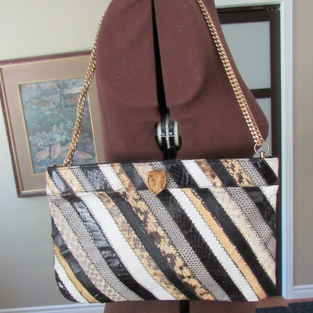 VINTAGE FAUX SNAKESKIN CLUTCH BAG